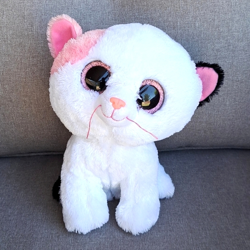 Ty Beanie Boos Muffin Cat Plush Medium 8.5" No tag White Kitten Big Cute Eyes